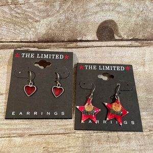 NWT The Limited Earrings Two pair. Precious Star Santa and Dangle Hearts